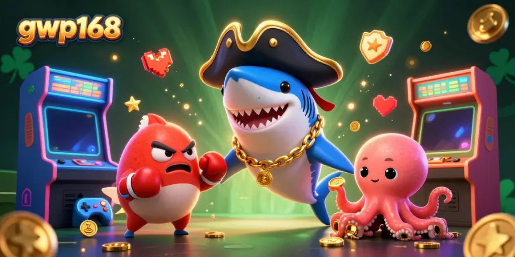 Mengguncang jackpot di dunia gwp168 dengan hiu bajak laut 3D yang keren dan teman-temannya, sambil berinteraksi dengan mesin permainan yang memukau.