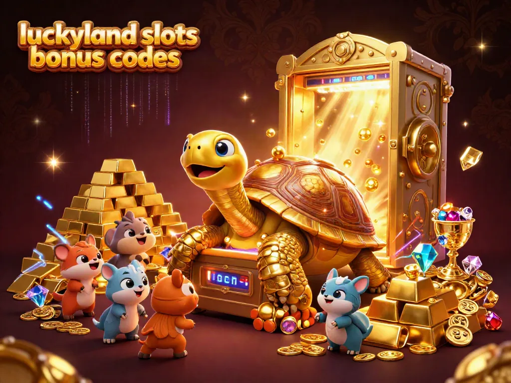Play and win with luckyland slots bonus codes in an exciting casino-themed scene.