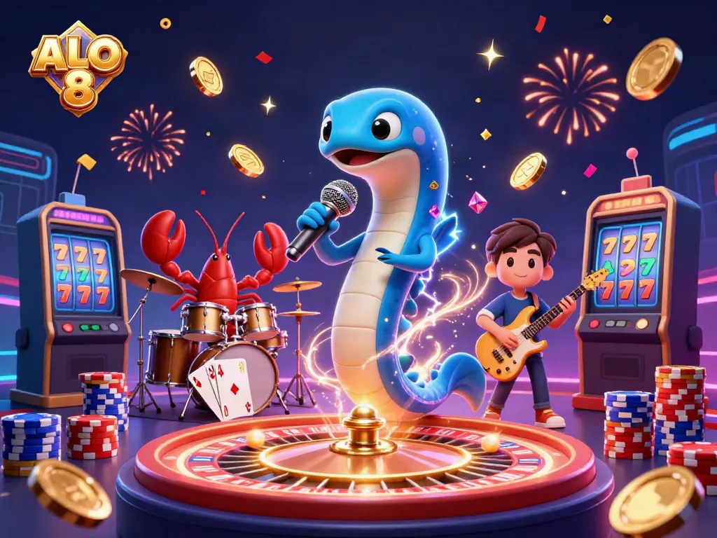 Experience thrilling gaming with ALO 8 as characters perform in an underwater casino stage.