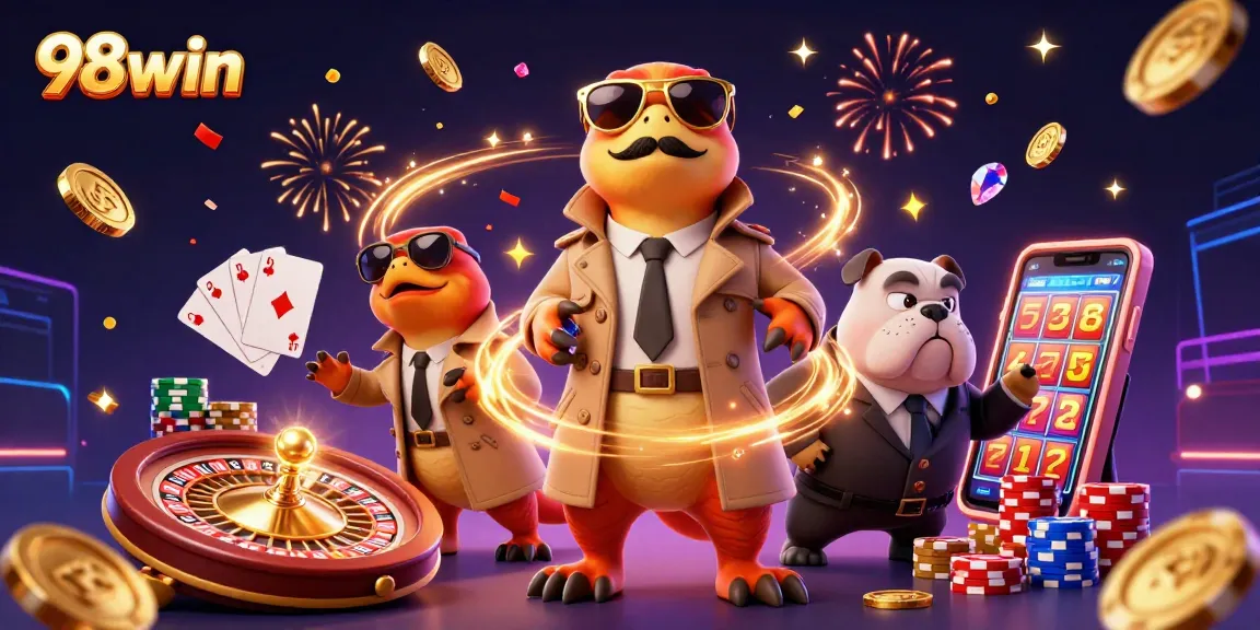 Experience thrilling casino action with 98win's animated scene featuring raptors in disguise!