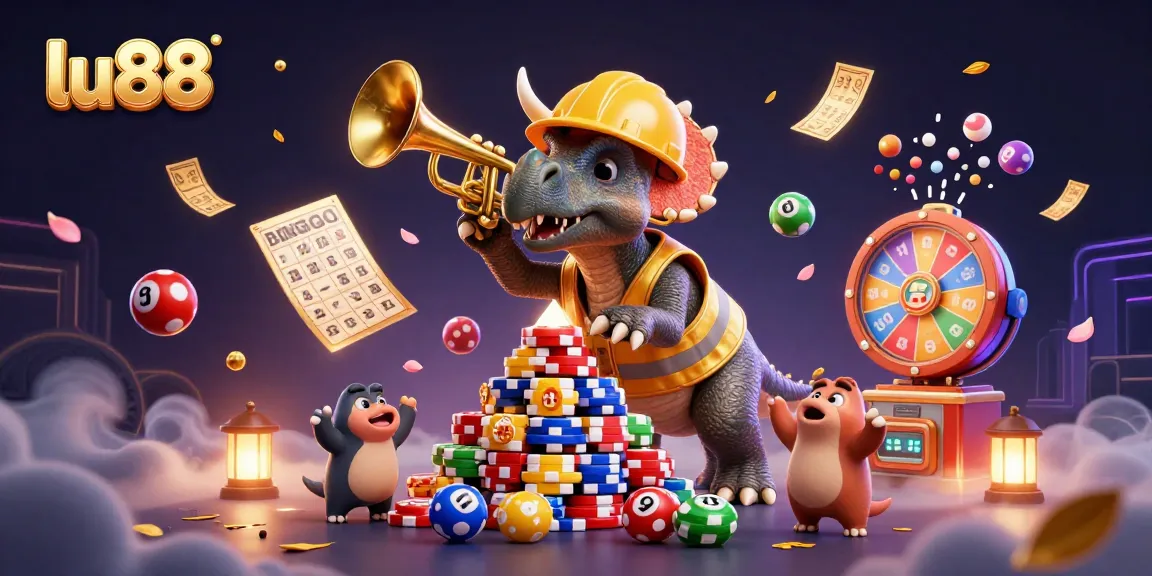 Join the fun and play at lu88 with vibrant casino elements and engaging characters celebrating their wins.