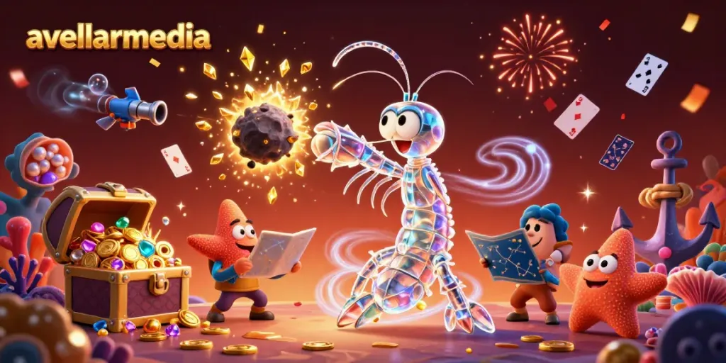Join avellarmedia in a vibrant 3D scene as a galactic samurai shrimp wins gems and coins.