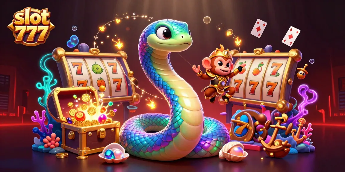 Experience excitement with slot 777 as playful characters and dazzling elements light up the casino scene.