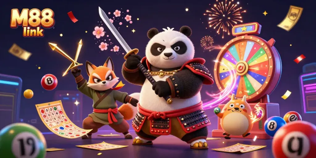 Khám phá M88 link qua hình ảnh với chú panda samurai 3D và lửa vàng, mang đến trải nghiệm cá cược nổi bật.