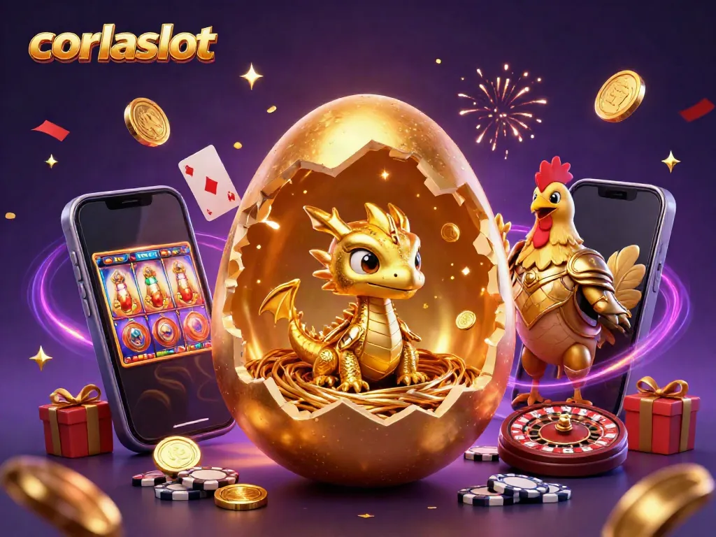 Experience exciting wins with corlaslot featuring a golden dragon and vibrant slot games.