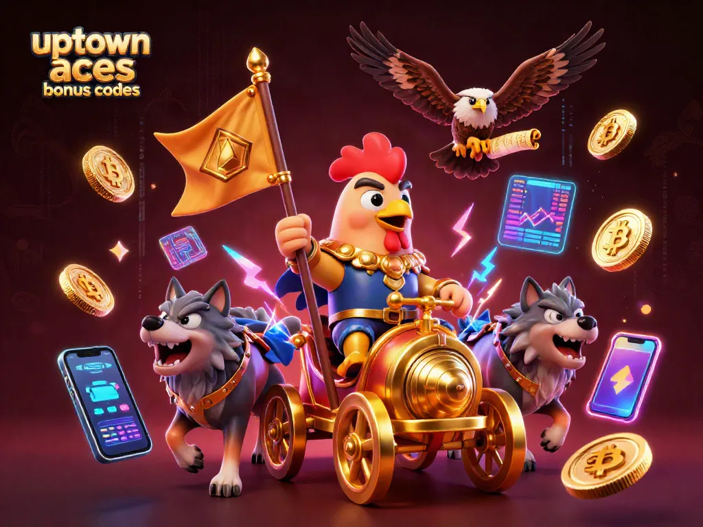 Engage with uptown aces bonus codes through an exciting casino scene featuring vibrant crypto elements.