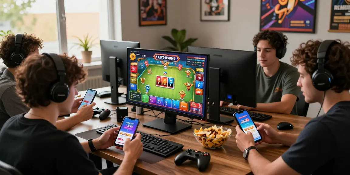 Players enjoying Card Rummy app link on mobile devices in an inviting gaming environment.
