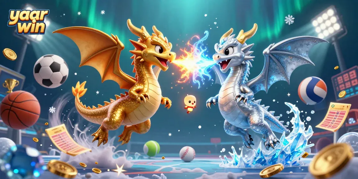 Experience thrilling action in the yaar win scene with dynamic sports elements and mythical dragons battling.