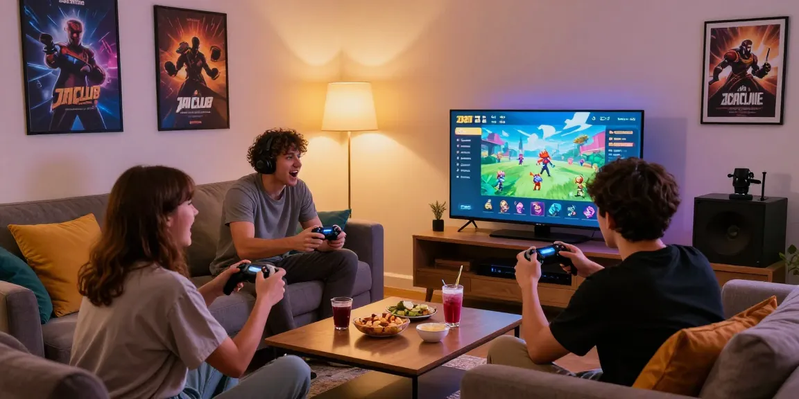 Jai Club gaming experience with friends enjoying the app and snacks