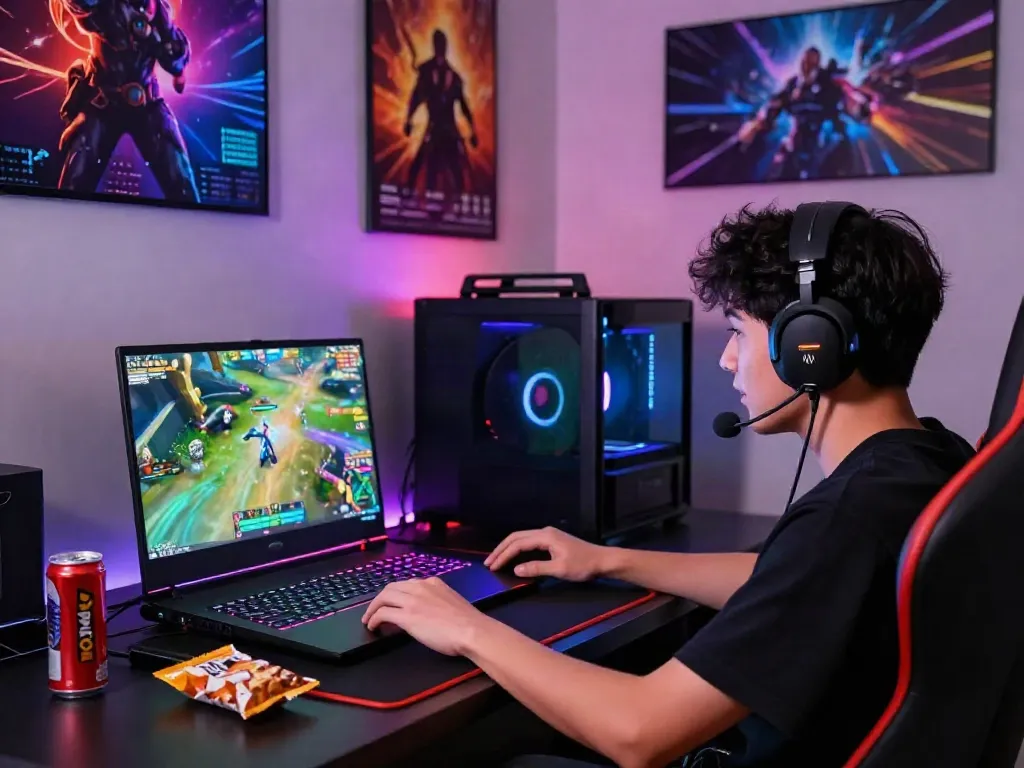 Player enjoying bro138 online gaming experience in a vibrant setup