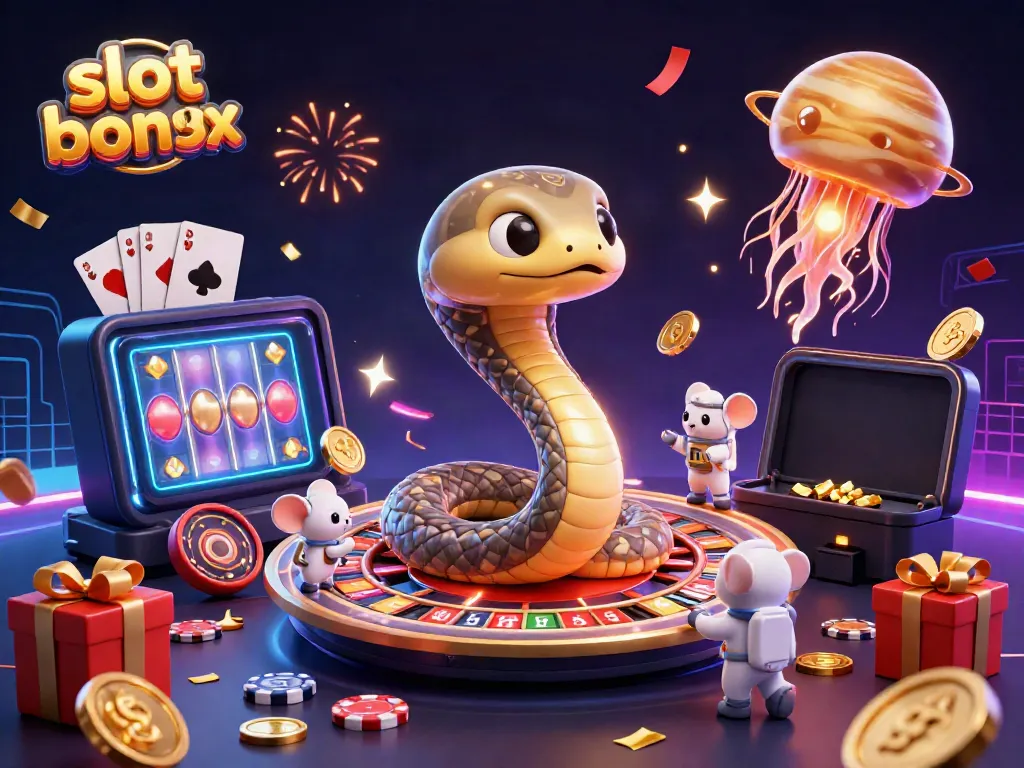 Experience the excitement of slot bonus gameplay with our vibrant 3D cosmic casino scene featuring astronaut mice!