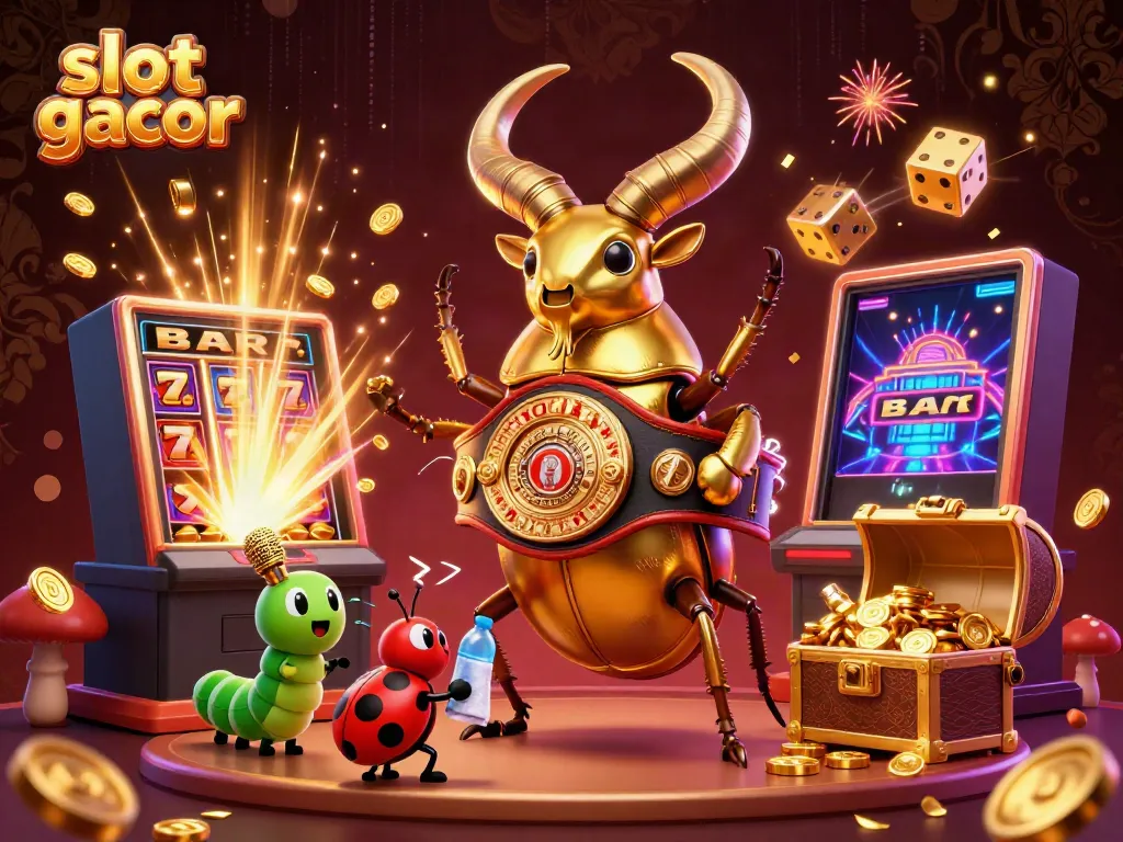 Experience the thrill of slot gacor with dynamic characters and casino elements bursting with color and excitement.