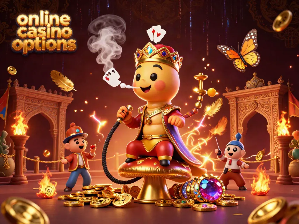 Experience thrilling online casino options with a vibrant 3D illustration showcasing dynamic games and excitement.