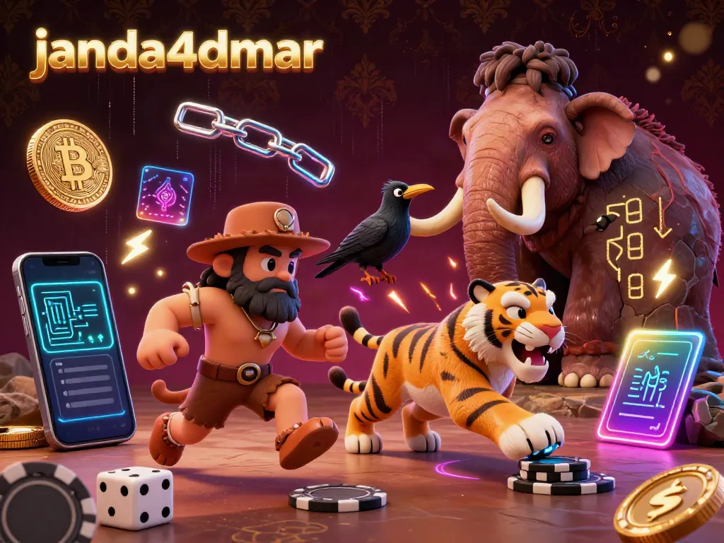 Permainan seru di kasino prasejarah bersama janda4dmar dengan karakter unik dan elemen digital.