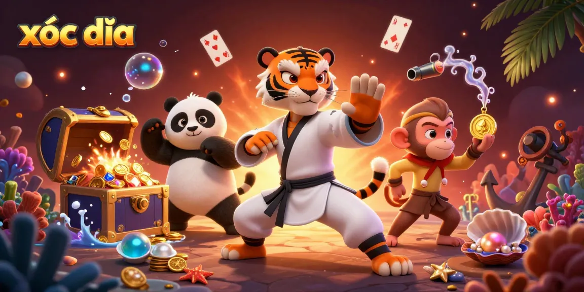Experience the thrilling game of xóc đĩa with animated characters in a vibrant casino scene.