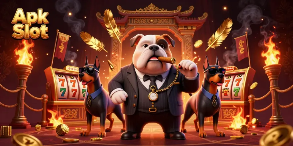 Permainan Apk Slot yang menegangkan dengan bos mafia bulldog kartun di togel emas