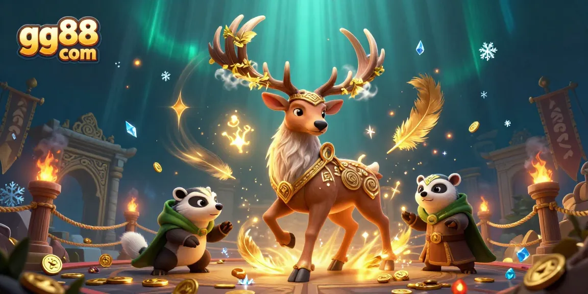 Experience gaming thrills with gg88 com at a vibrant casino scene featuring mystical characters.