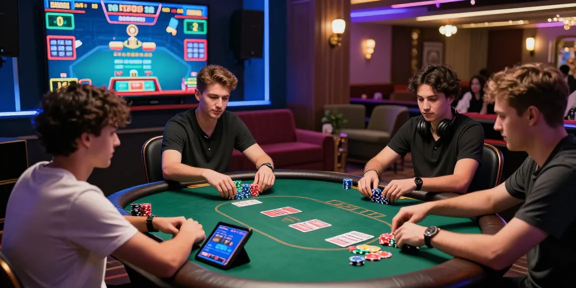 Exciting gambling atmosphere at 123b com with players engaged in poker.