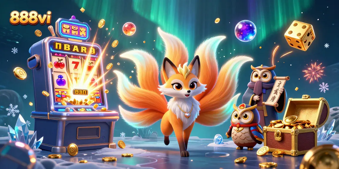 Engage in thrilling casino games like slots and win big at 888vi with vibrant illustrations.