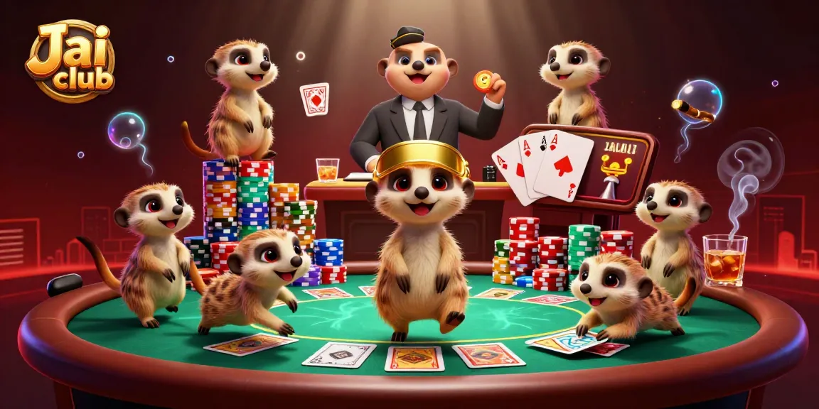 Engage with the Jai club as meerkats run a vibrant casino operation filled with poker elements and colorful chips.
