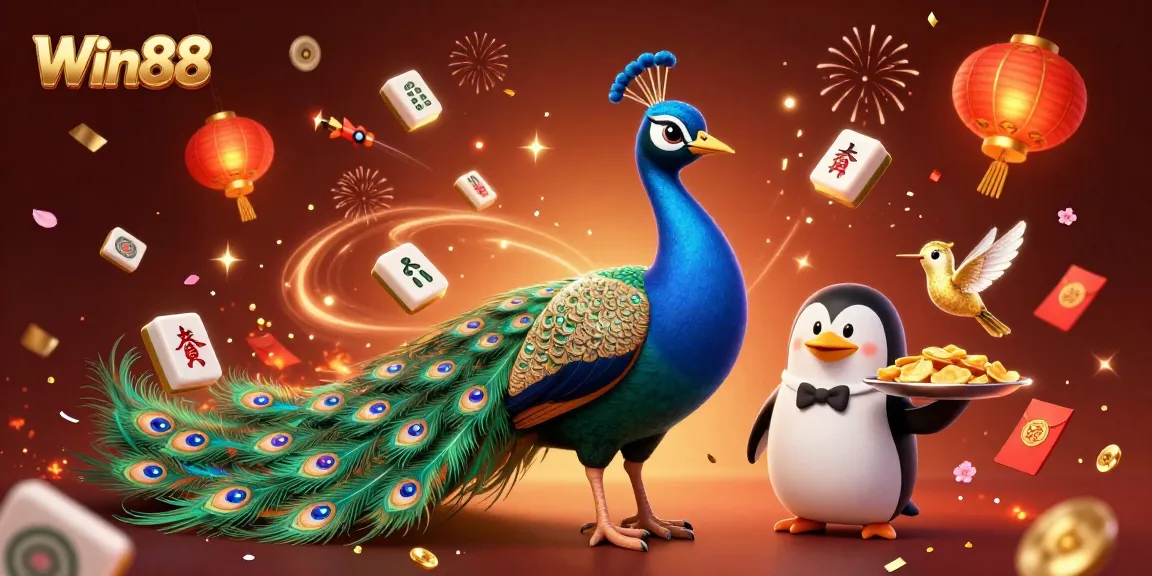 Engage with Win88's vibrant casino experience through a colorful and dynamic 3D illustration.