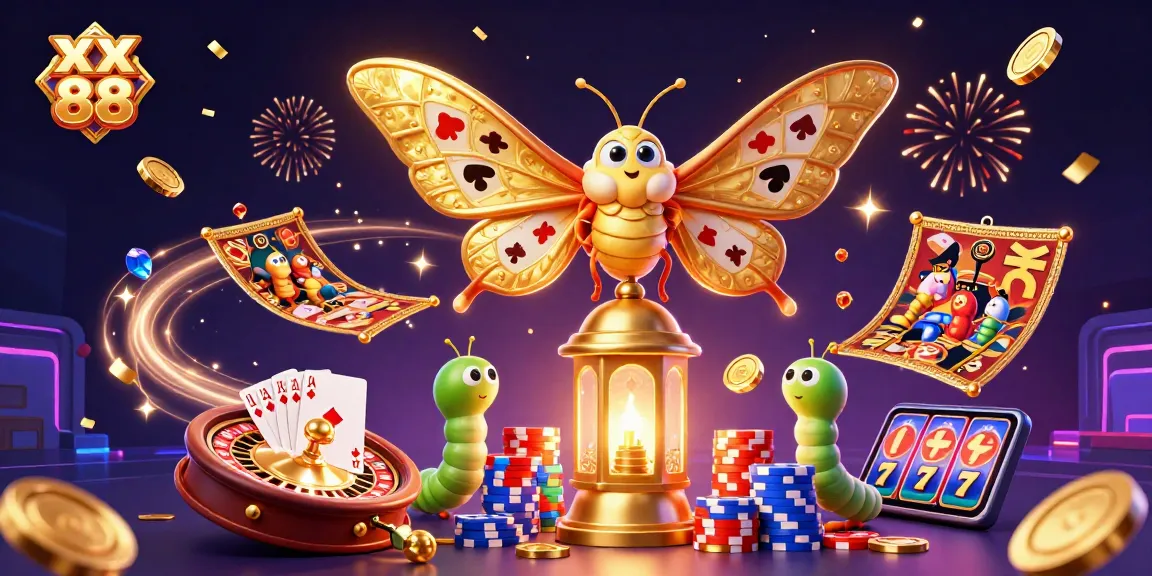 Engage in the world of xx 88 where a majestic moth and casino elements celebrate fortune and chance.