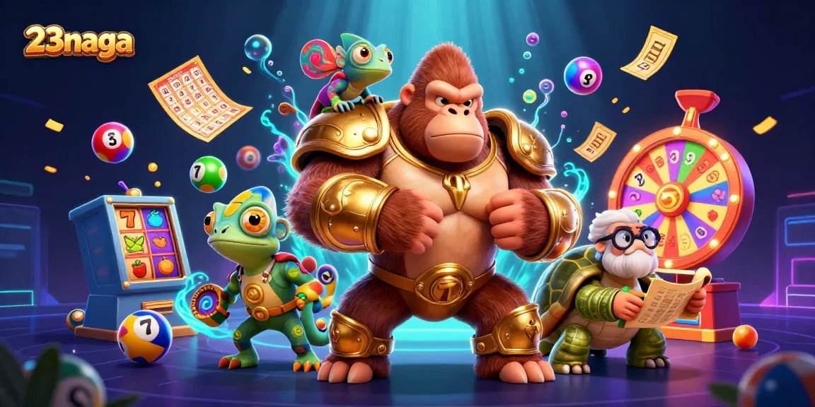 Win big at 23naga with dynamic game elements like slot reels and lottery balls!
