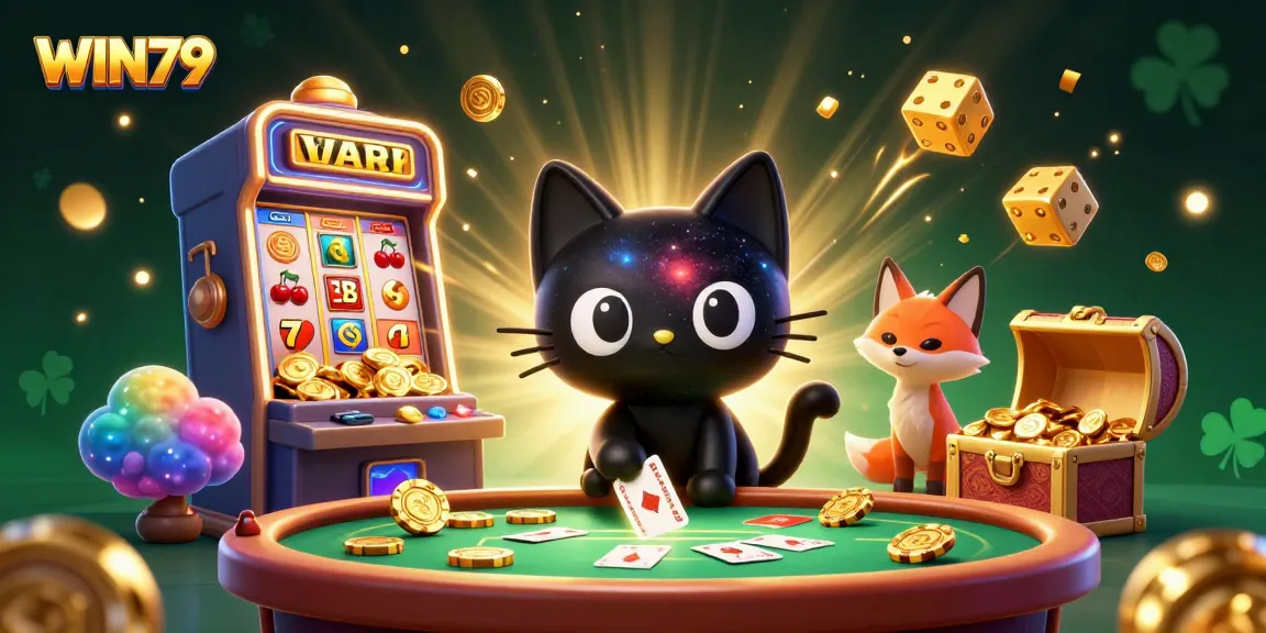 Experience the excitement of WIN79 with cosmic characters and vibrant casino elements.