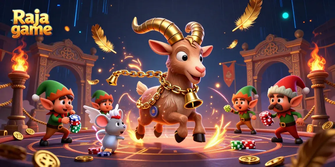 Engage with Raja game action, as Krampus goat and friends create thrills in a vibrant gambling scene.