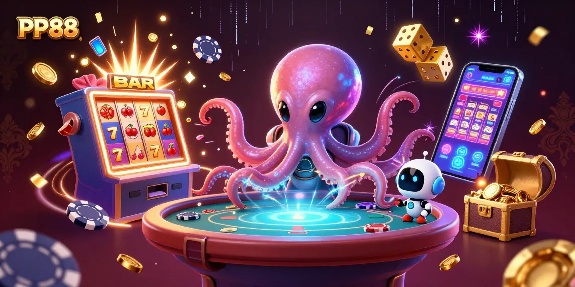 Engage in thrilling gameplay with PP88 at a vibrant alien-themed casino table.