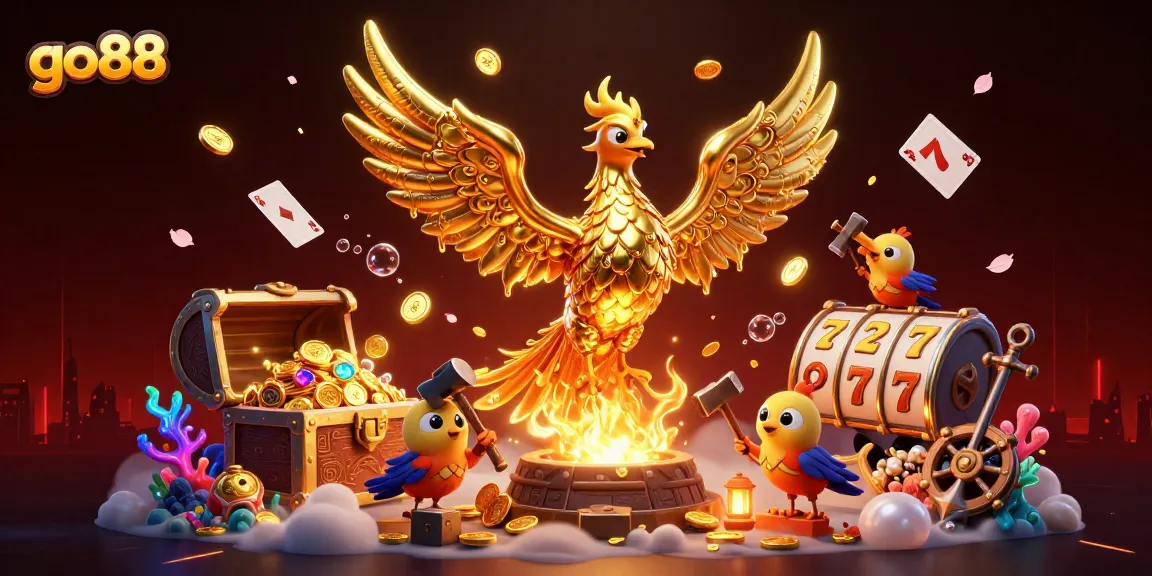 Experience the thrill of winning with go88, featuring a golden phoenix in a casino adventure.