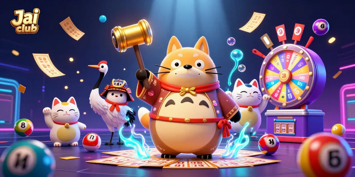 Play exciting games on Jai club with cheerful characters and vibrant lottery elements.