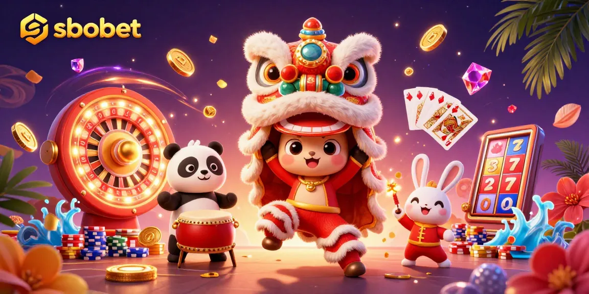Experience sbobet thrill with lively lion dance and dynamic casino elements in 3D