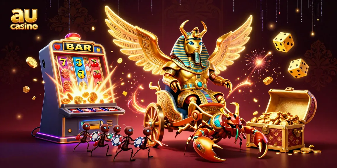 Experience the excitement of au online casino with a vibrant 3D scene showcasing thrilling gaming elements.