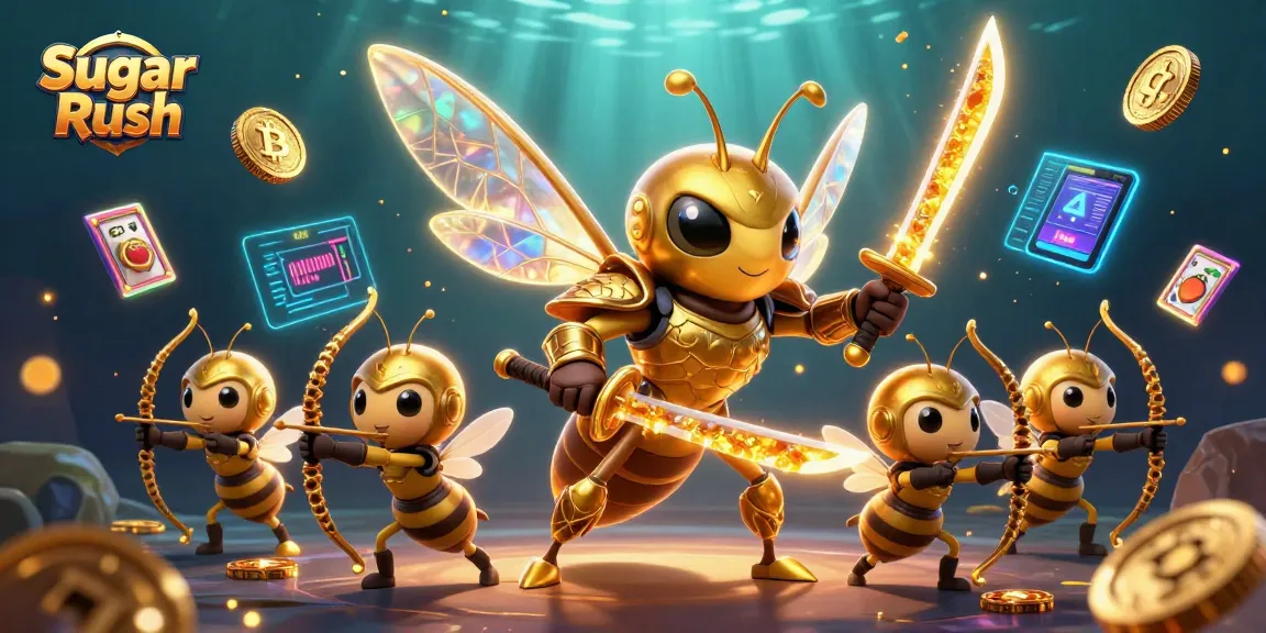 Enhance your Sugar Rush experience with this dynamic slot gaming illustration featuring unique characters and elements.