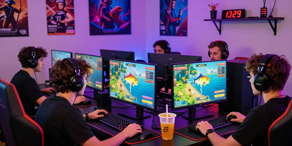 Players enjoying the exciting 78win fishing game on their computers in a vibrant gaming atmosphere.