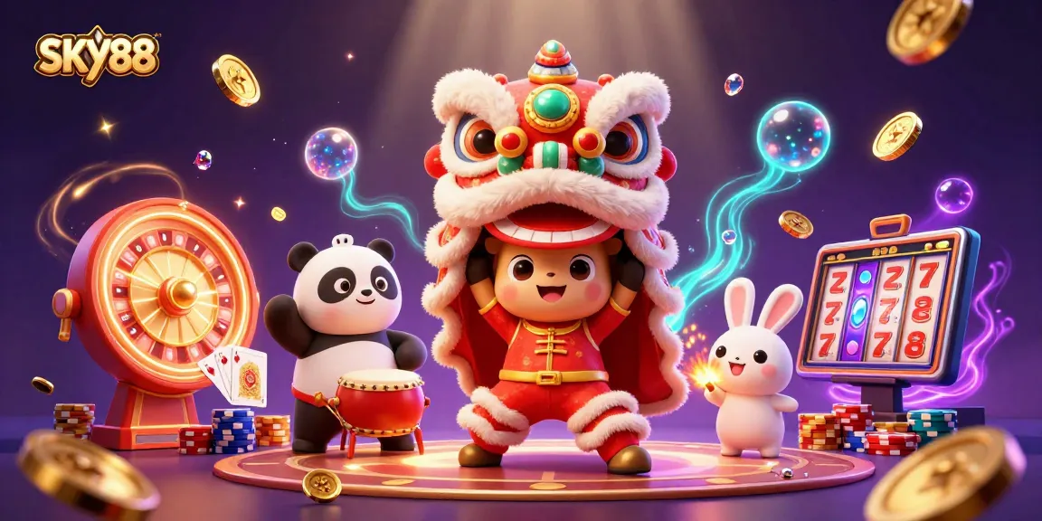 Experience thrilling gameplay with SKY88, featuring vibrant casino elements and a festive atmosphere.