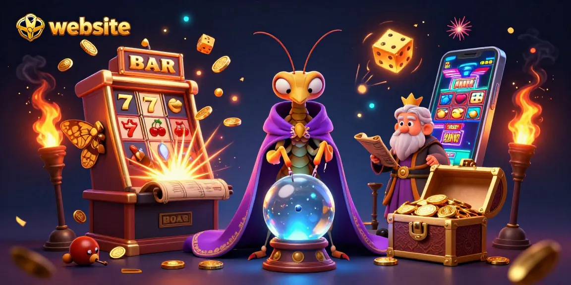 Permainan menarik di website WSLOT888 dengan mesin slot dan simbol keberuntungan.