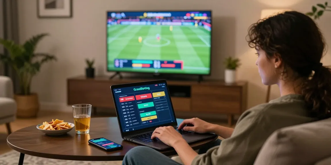 Exciting online betting experience on Grandbetting platform from a cozy home setting.