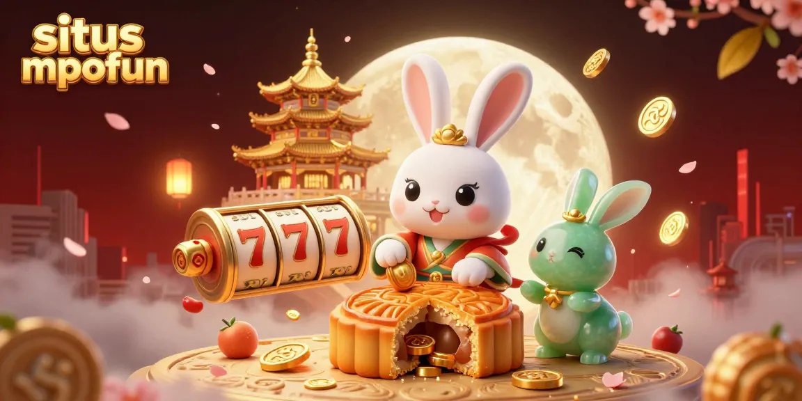 Experience the excitement at situs mpofun with vibrant slot games and a golden moon rabbit.