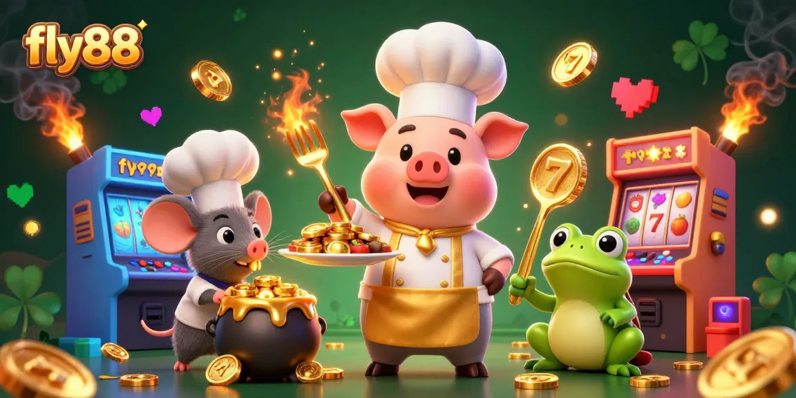 Spin the fly88 slots and win gold coins surrounded by lively characters in vibrant 3D artwork.