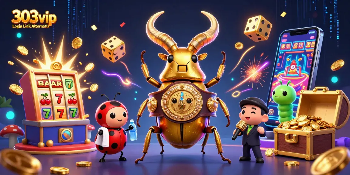 Experience the excitement of 303vip Login Link Alternatif with a vivid slot and casino illustration.